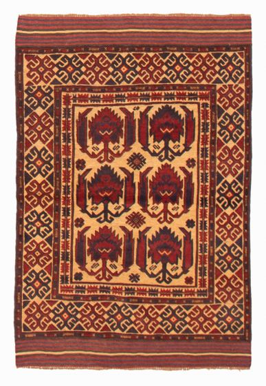 Bordered  Tribal Brown Area rug 3x5 Afghan Hand-knotted 365447