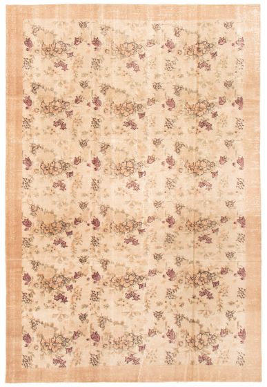 Transitional  Vintage Ivory Area rug 8x10 Turkish Hand-knotted 366717