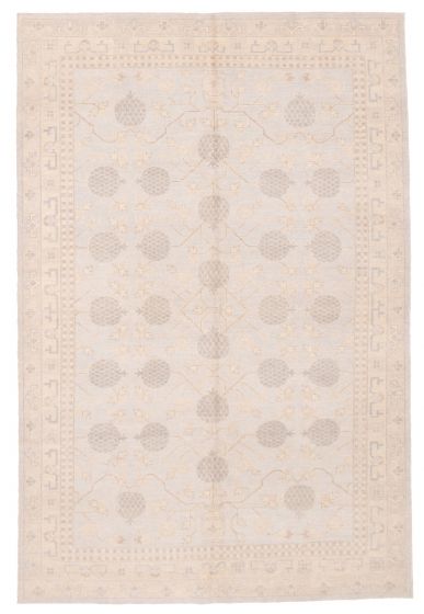 Bordered  Transitional Grey Area rug 5x8 Turkish Hand-knotted 374015