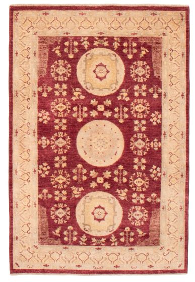 Bordered  Traditional Red Area rug 3x5 Afghan Hand-knotted 374943