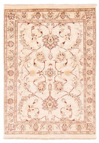 Bordered  Traditional Ivory Area rug 3x5 Afghan Hand-knotted 374945