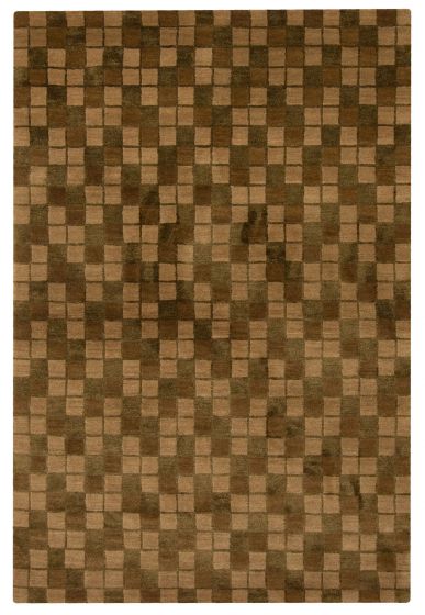 Transitional Green Area rug 3x5 Nepal Hand-knotted 375099