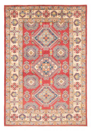 Bordered  Traditional Red Area rug 6x9 Afghan Hand-knotted 376712