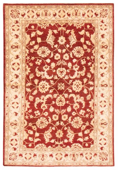 Bordered  Traditional Red Area rug 5x8 Afghan Hand-knotted 379257
