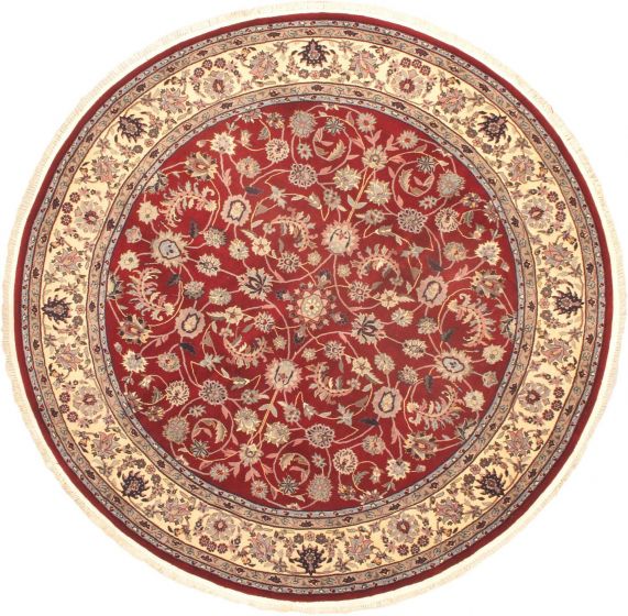 Traditional Red Area rug Round Chinese Hand-knotted 50222