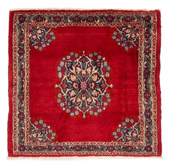 Bordered  Traditional Red Area rug Square Persian Hand-knotted 376281