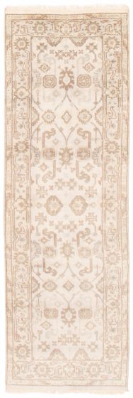 Bordered  Traditional Multi Runner rug 8-ft-runner Indian Hand-knotted 369916