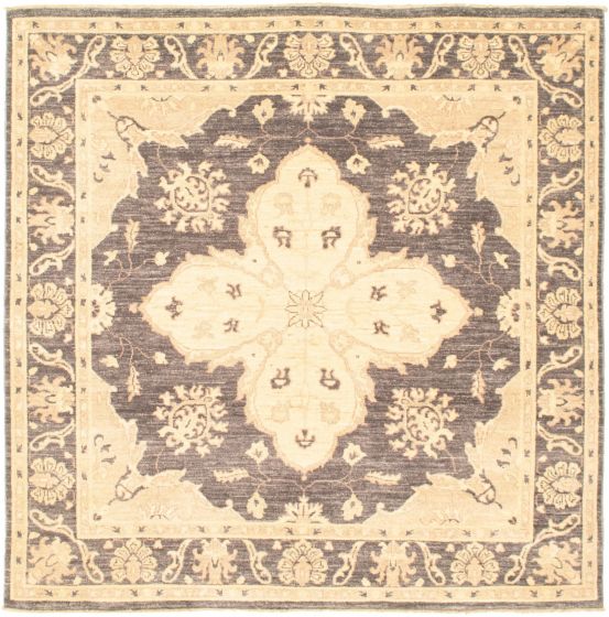 Bordered  Traditional Grey Area rug Square Pakistani Hand-knotted 319762