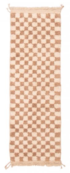 Moroccan  Tribal Brown Runner rug 9-ft-runner Moroccan Hand-knotted 392003