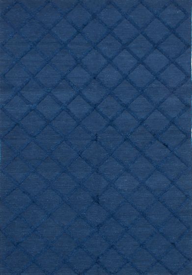 Transitional Blue Area rug 5x8 Indian Flat-Weave 219010