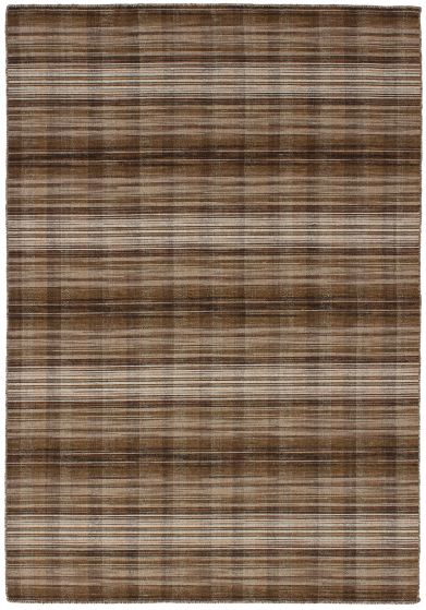 Flat-weaves & Kilims  Transitional Brown Area rug 4x6 Indian Flat-Weave 260561