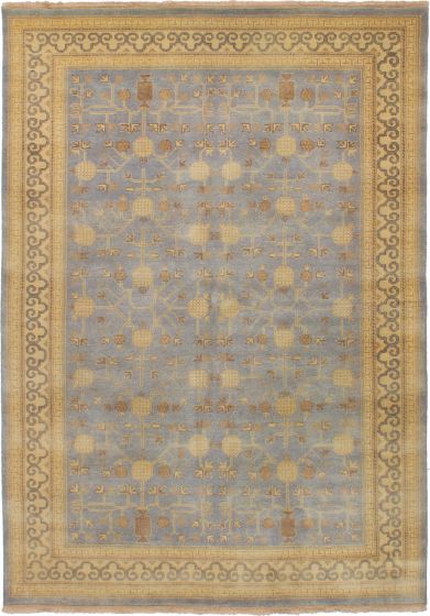 Bordered  Traditional Grey Area rug 5x8 Indian Hand-knotted 271638