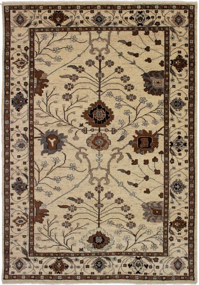 Bohemian  Traditional Ivory Area rug 5x8 Indian Hand-knotted 272266