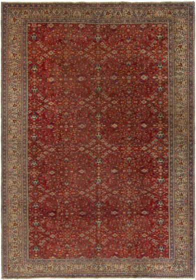 Bordered  Vintage Red Area rug 6x9 Turkish Hand-knotted 304220