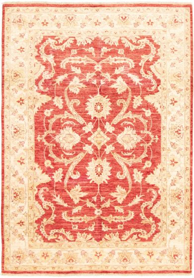 Bordered  Traditional Red Area rug 5x8 Afghan Hand-knotted 318526