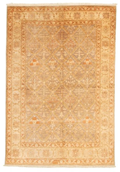 Bordered  Traditional Grey Area rug 5x8 Afghan Hand-knotted 331383