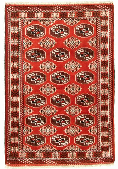 Bordered  Tribal Brown Area rug 3x5 Turkmenistan Hand-knotted 334836