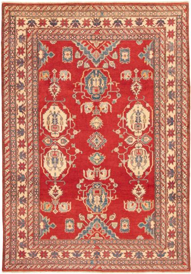 Bordered  Traditional Red Area rug 6x9 Afghan Hand-knotted 336984