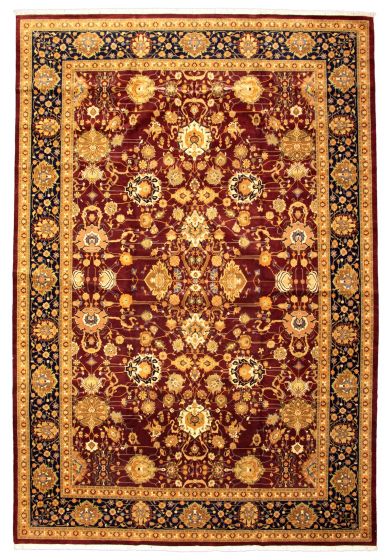 Bordered  Traditional Red Area rug Unique Pakistani Hand-knotted 338618