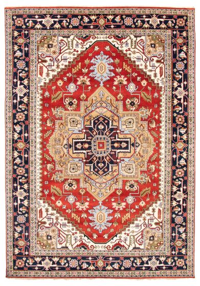 Bordered  Traditional Red Area rug 10x14 Indian Hand-knotted 344972