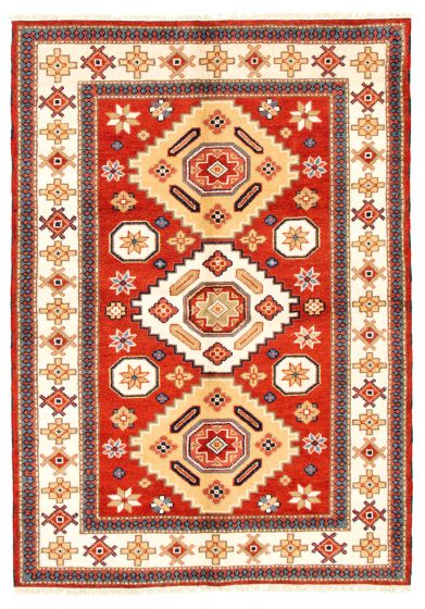 Bordered  Traditional Red Area rug 5x8 Indian Hand-knotted 346254