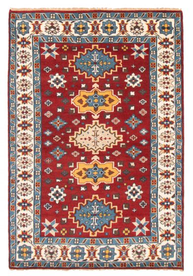 Bordered  Traditional Red Area rug 5x8 Indian Hand-knotted 370522