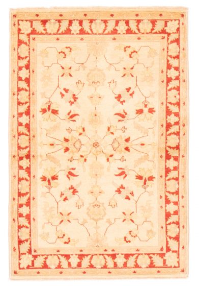 Bordered  Traditional Ivory Area rug 3x5 Afghan Hand-knotted 373808