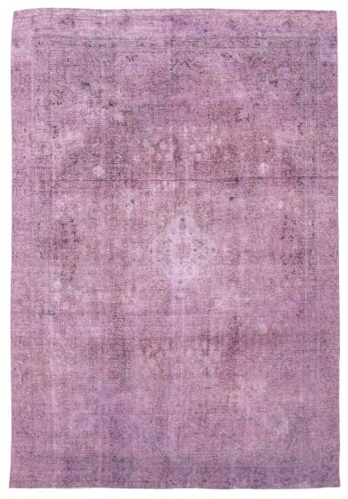 Overdyed  Transitional Purple Area rug Unique Turkish Hand-knotted 374236
