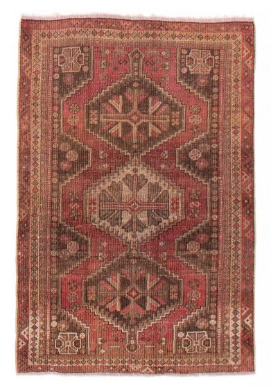 Bordered  Vintage/Distressed Red Area rug 3x5 Turkish Hand-knotted 378041