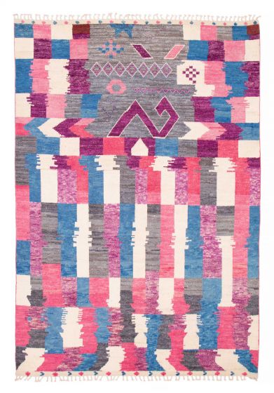Moroccan  Tribal Pink Area rug 9x12 Pakistani Hand-knotted 381742