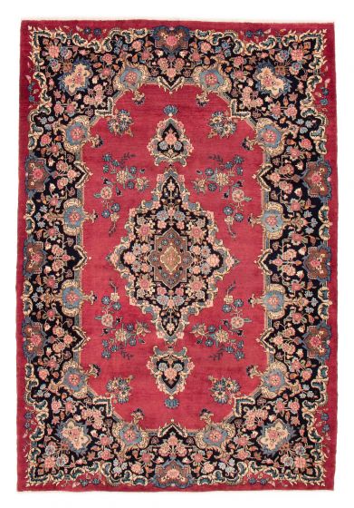 Bordered  Traditional Red Area rug 6x9 Persian Hand-knotted 385095