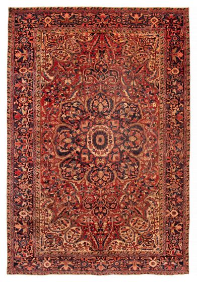 Traditional  Vintage/Distressed Brown Rectangle 9x12 Turkish Hand-knotted 413152