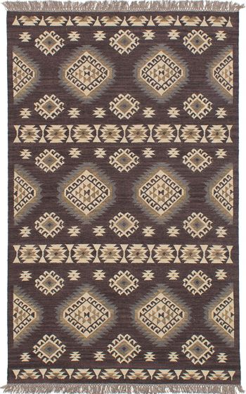 Flat-weaves & Kilims  Transitional Brown Area rug 5x8 Turkish Flat-weave 224463