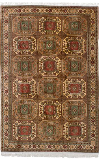 Geometric  Traditional Brown Area rug 6x9 Turkish Hand-knotted 245025