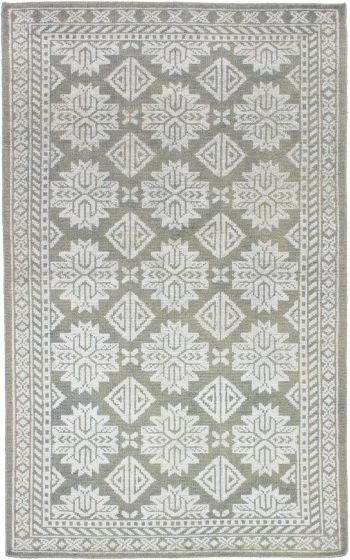 Bohemian  Traditional Green Area rug 5x8 Indian Hand-knotted 271776