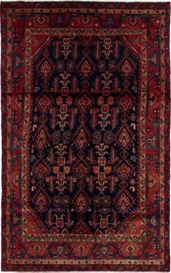 Bordered  Traditional Blue Area rug 4x6 Persian Hand-knotted 279536