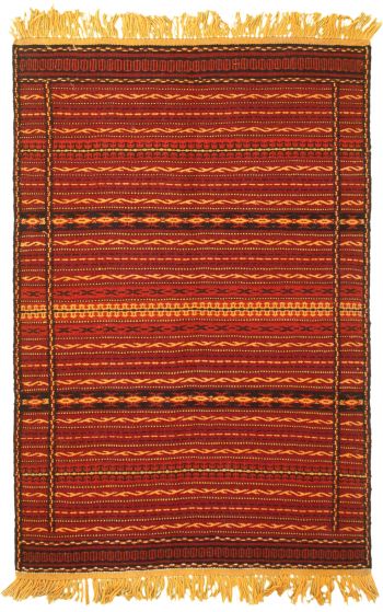 Flat-weaves & Kilims  Stripes Red Area rug 3x5 Turkish Flat-weave 334378