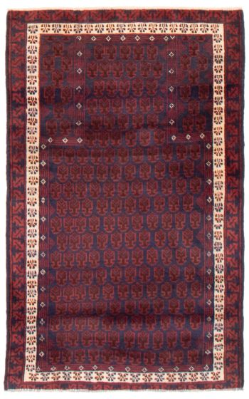 Bordered  Tribal Blue Area rug 3x5 Afghan Hand-knotted 358102