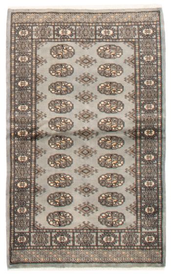 Bordered  Tribal Grey Area rug 3x5 Pakistani Hand-knotted 359364