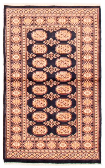 Bordered  Tribal Blue Area rug 3x5 Pakistani Hand-knotted 359909