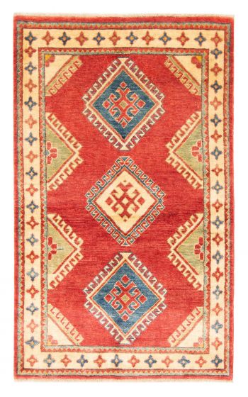 Bordered  Traditional Red Area rug 3x5 Afghan Hand-knotted 379998