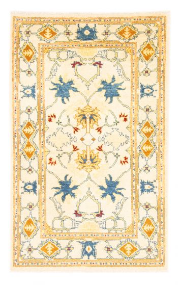 Bordered  Traditional Ivory Area rug 3x5 Pakistani Hand-knotted 380024