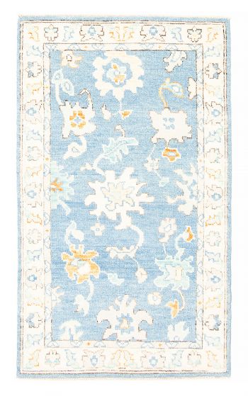 Bordered  Transitional Blue Area rug 3x5 Pakistani Hand-knotted 382080