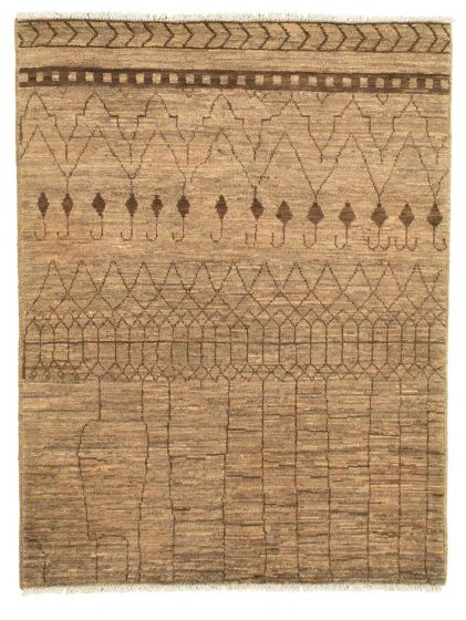 Moroccan  Tribal Brown Area rug 3x5 Pakistani Hand-knotted 313093