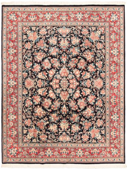 Bordered  Traditional Blue Area rug 6x9 Pakistani Hand-knotted 318373