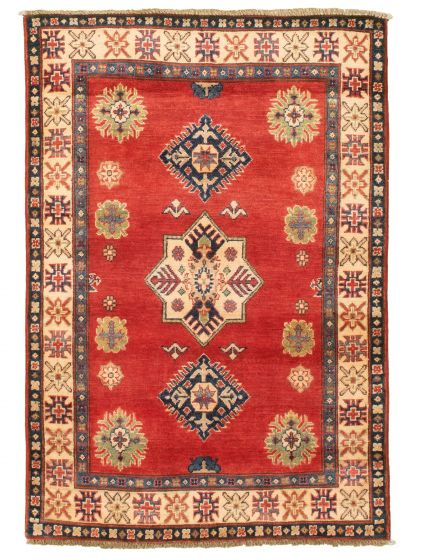 Bordered  Tribal Red Area rug 3x5 Afghan Hand-knotted 329432