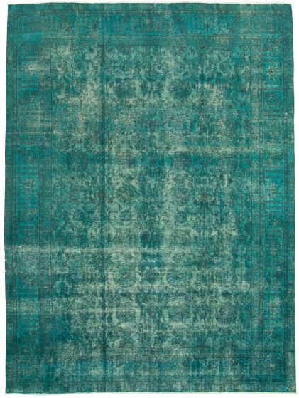 Overdyed  Transitional Green Area rug 9x12 Turkish Hand-knotted 330371