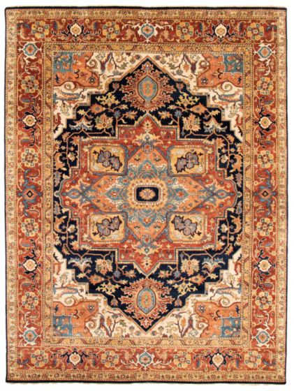 Bordered  Traditional Blue Area rug 9x12 Indian Hand-knotted 354918