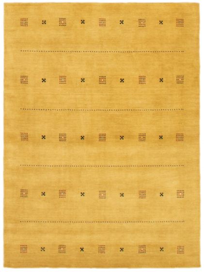 Gabbeh  Tribal Yellow Area rug 4x6 Indian Hand Loomed 355167