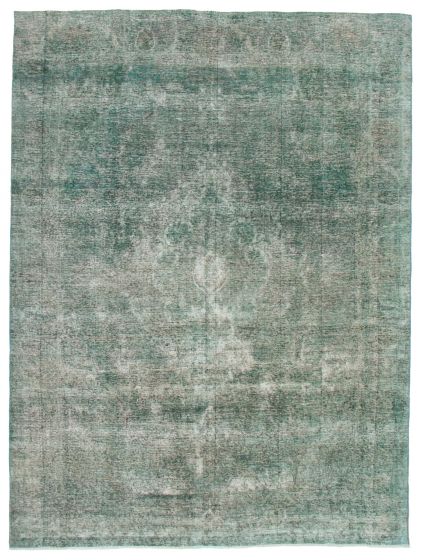 Overdyed  Transitional Green Area rug 9x12 Turkish Hand-knotted 374222